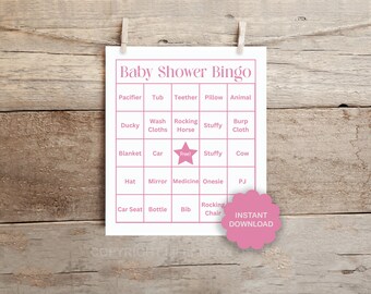 Baby Shower Bingo Printable, Digital Download, Instant Download, Printable Game, Fun Baby Shower Activity, Baby Shower Entertainment