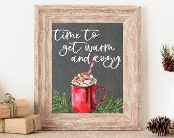 Hot Cocoa Bar Sign, Hot Cocoa Party Decor, Christmas Wall Art, Hot Chocolate Sign, Holiday Party Decor, Christmas Party Decoration Prints