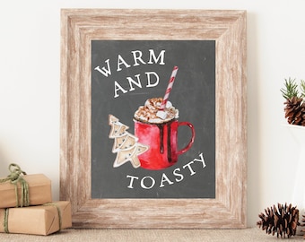Hot Cocoa Bar Sign, Christmas Wall Art Prints, Hot Chocolate Sign, Holiday Party Decor, Christmas Party Decoration, Farmhouse Christmas Sign