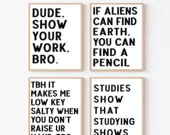 Math Classroom Decor Bundle, Funny Math Poster Set, Algebra, Geometry, Math Teacher Gift, Classroom Door Sign, Male Teacher Desk Decor