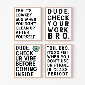 Middle School Classroom Decor Bundle, English Science Social Studies Math Class Posters, High School Teacher Wall Art, Funny Classroom Signs