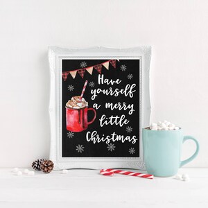 Hot Chocolate Prints, Christmas Party Decorations, Christmas Wall Art Printable, Digital Download Christmas Signs, Hot Cocoa Bar Decor
