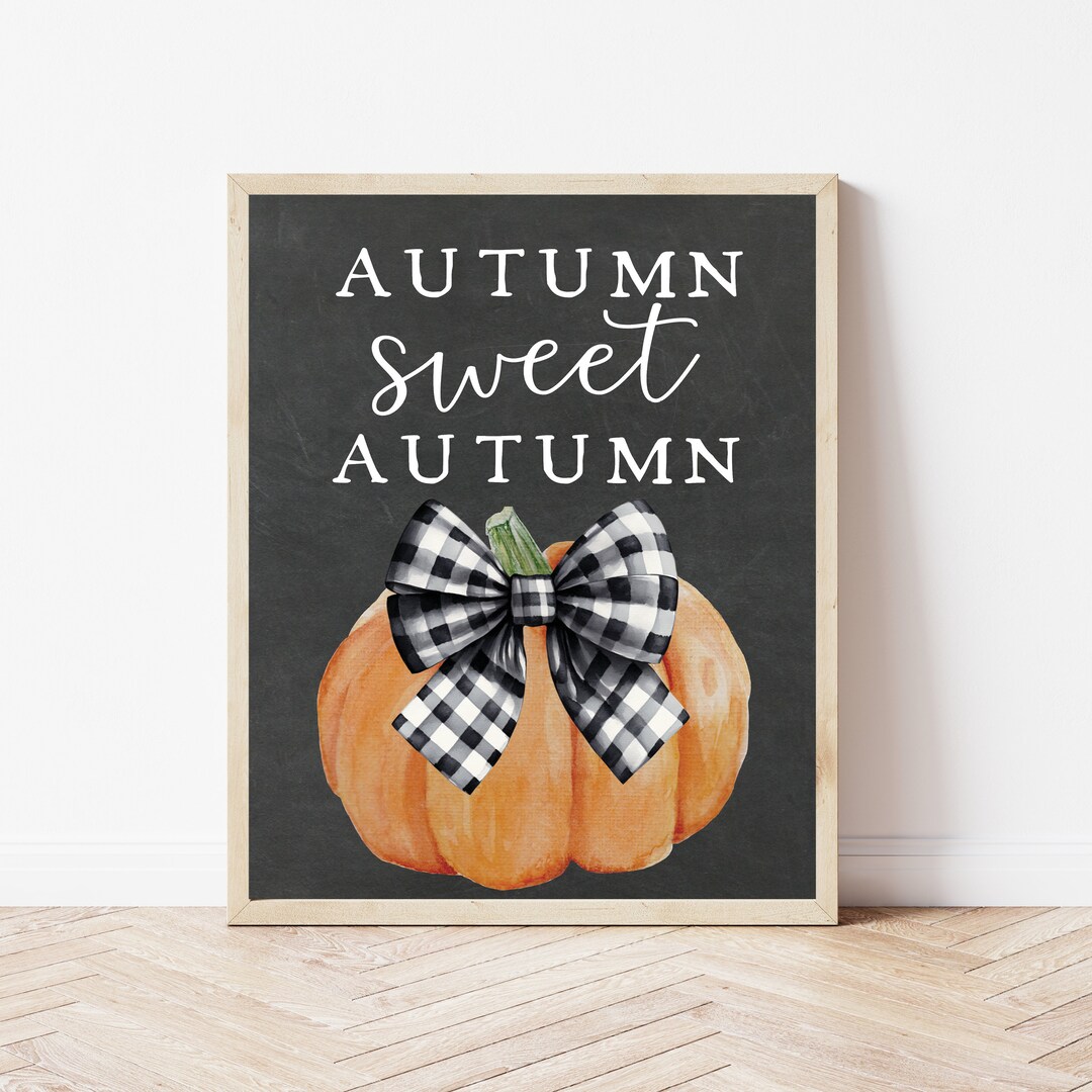 Pumpkin Wall Decor, Fall Wall Art Print, Autumn Sign Digital, Rustic ...