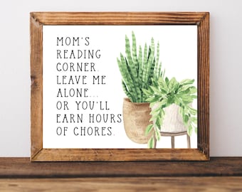 Reading Gifts For Women, Funny Mom Wall Art, Bookworm Gifts, Reading Corner, Bookish Prints, Book Poster, Librarian Gifts, Bookshop Wall Art