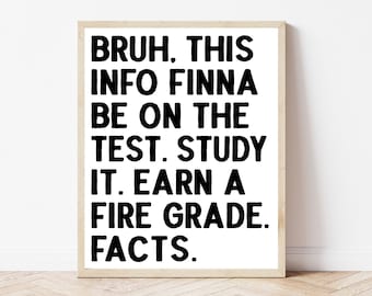 High School Math Science English Classroom Wall Art Printable Decor Funny Educational Poster Bro Sign Social Studies History Stem Algebra