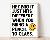 Funny Classroom Sign, Elementary Teacher Decor, Smiley Face Print, Classroom Rules, English Science Math, Middle School Classroom Wall Art