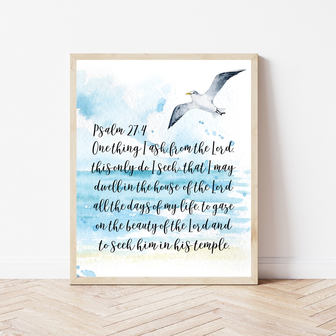 Bible Scripture Wall Art Print, Psalm 27:4, Christian Encouragement ...