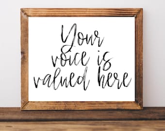 Social Worker Gift, Social Worker Office Decor,Teacher Appreciation Gift,Teacher Classroom Wall Art,Printable Wall Art,Your Voice is Valued