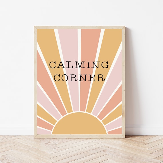 Calming Corner Poster, Elementary School Decor, Educational Print, Boho Classroom, Calm Down, Kindergarten Wall Art, Sunshine Bulletin Board