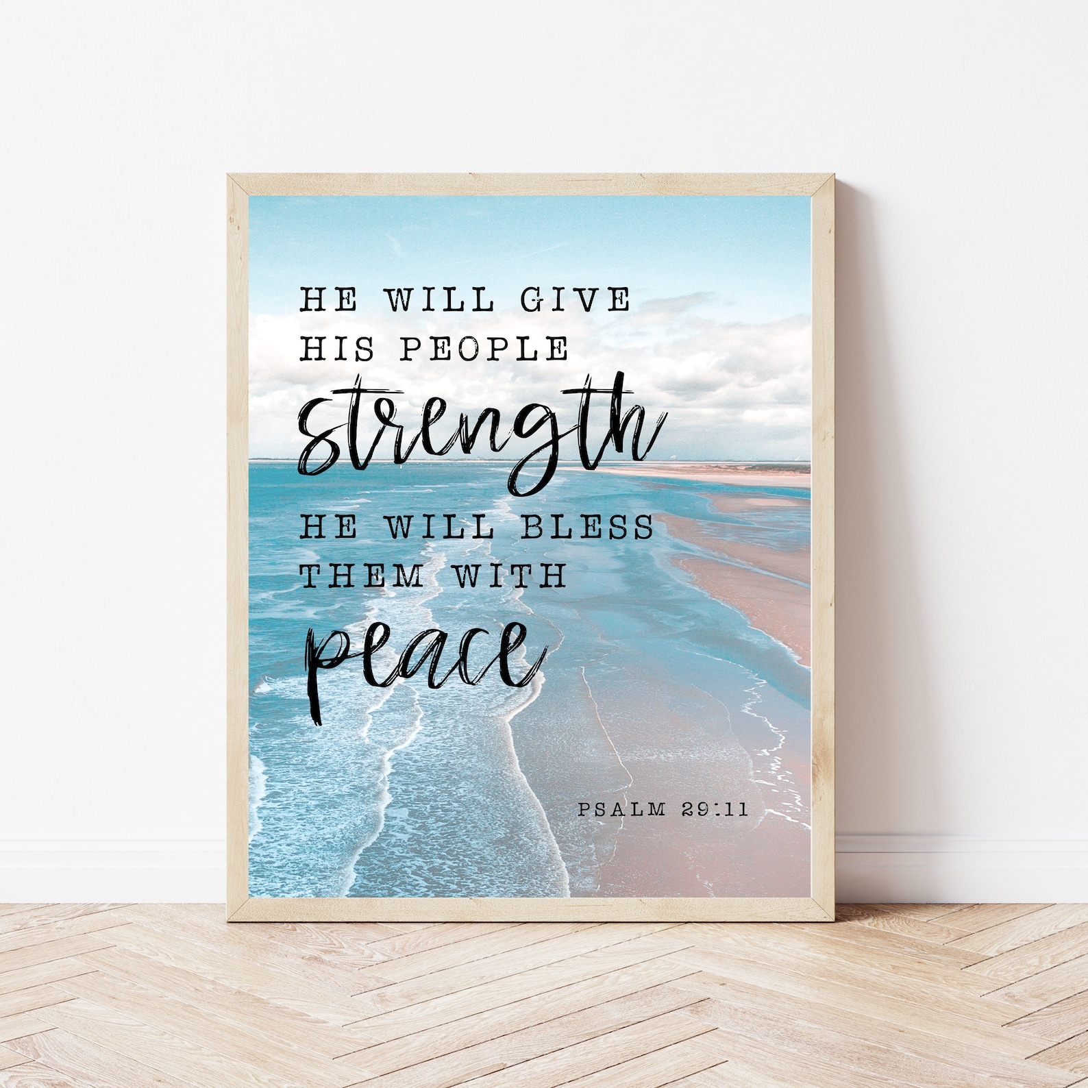 Psalm 29:11 Bible Art Print Christian Printable Ocean - Etsy