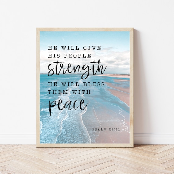 Psalm 29:11 Bible Art Print Christian Printable Ocean | Etsy