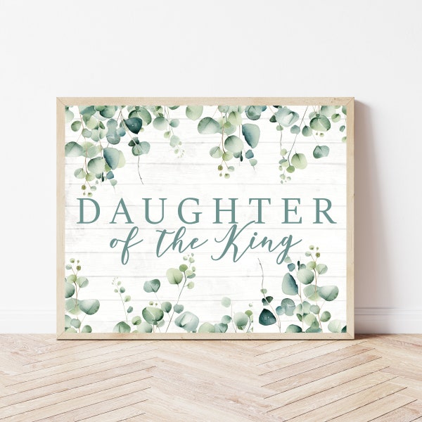 Daughter Of King Sign, Scripture Bedroom Decor, Christian Daughter Gift, Teen Girl Affirmations Gift, Religious Room Print, Bible Wall Art