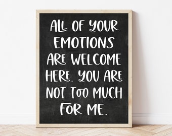 Emotions Poster, Therapy Wall Art, Social Worker Office Decor, School Counselor Prints, Counselor Wall Decor, Therapist Printable Signs