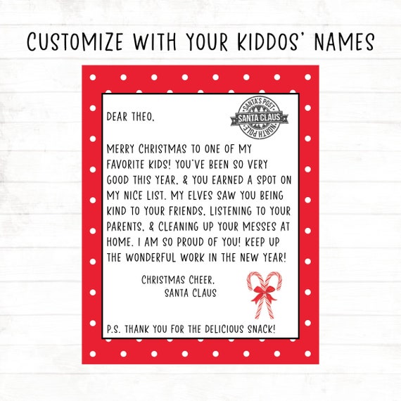 Personalized Letter From Santa Customized Letter From Santa Etsy