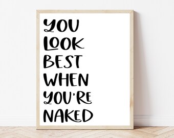 Black White Print Bathroom, Get Naked Sign, Bathroom Wall Decor Funny, Master Bathroom Wall Art, Apartment Wall Print, Naughty Bathroom Sign