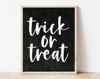 Halloween Wall Art, Trick Or Treat, Rustic Fall Prints, Spooky Home Decor, Halloween Mantle Decor, Autumn Welcome Sign, Farmhouse Fall
