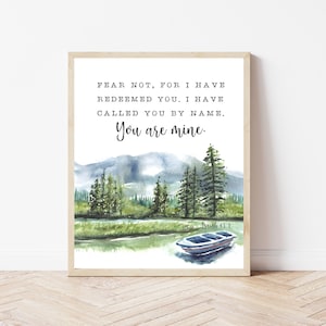 Fear Not For I Have Redeemed You, Isaiah 43:1, Scripture Wall Decor, Bible Painting, Christian Gifts Her, Faith Prints, Bible Bedroom Sign