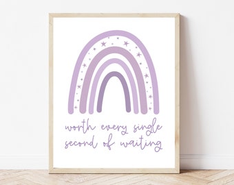 Rainbow Baby Announcement Digital, Worth The Wait, Baby After Miscarriage, Rainbow Baby Gift, We're Pregnant Sign, Rainbow Baby Wall Art