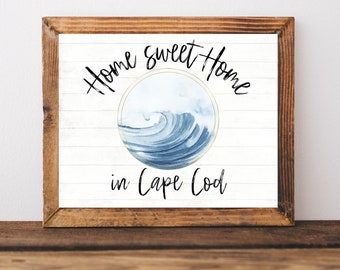 Cape Cod Print, Cape Cod Sign, Cape Cod Gifts, Cape Cod Art, Nantucket, Massachusetts Nautical Decor, Coastal Farmhouse Signs, East Coast