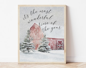 It's The Most Wonderful Time Of The Year Sign, Christmas Printable Wall Art, Rustic Christmas Prints, Country Christmas Decor, Holiday Signs