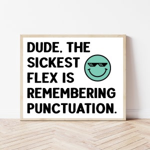 English Teacher Decorations, Language Arts Wall Art, Retro Classroom Theme, Writing Poster, English Classroom Sign, Middle High School Decor