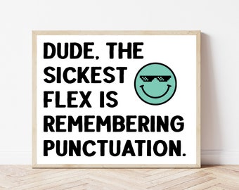 English Teacher Decorations, Language Arts Wall Art, Retro Classroom Theme, Writing Poster, English Classroom Sign, Middle High School Decor