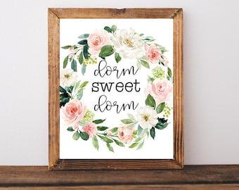 Dorm Room Wall Decor, Dorm Room Wall Art, Dorm Sweet Dorm, Farmhouse Dorm Decor, Floral Wall Art, Printable Wall Art, College Wall Decor
