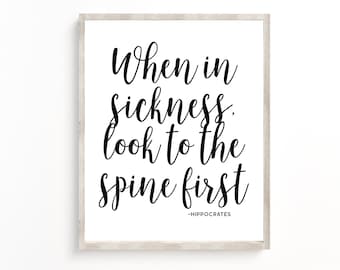 Chiropractic Poster, Chiropractor Gifts, Chiropractic Wall Decor, Chiropractor Signs, Chiropractic Wall Art, Hippocrates Quotes