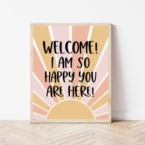 Classroom Welcome, Elementary School Sign, Boho Classroom Wall Decor, Bulletin Board Sunshine, Teacher Desk Decor, Classroom Wall Art Print