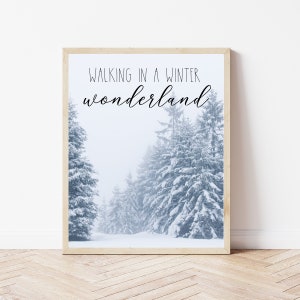 Signo del País de las Maravillas de Invierno, Impresión de Paisaje de Invierno, Decoración de Arte de Pared de Navidad, Bosque Nevado, Arte de Pared de Invierno, Pinos en la Nieve, Bosque de Invierno