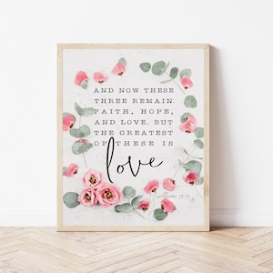 Christian Wedding Gift, 1 Corinthians 13, The Greatest Of These Is Love, Bible Verse Wedding Sign, Catholic Wedding Decor, Bible Quote Print