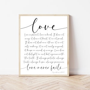 Love Is Patient Love Is Kind Sign, Christian Wedding Decor, 1 Corinthians 13 Wall Art, Bible Verse Wedding Print, Scripture Download Poster