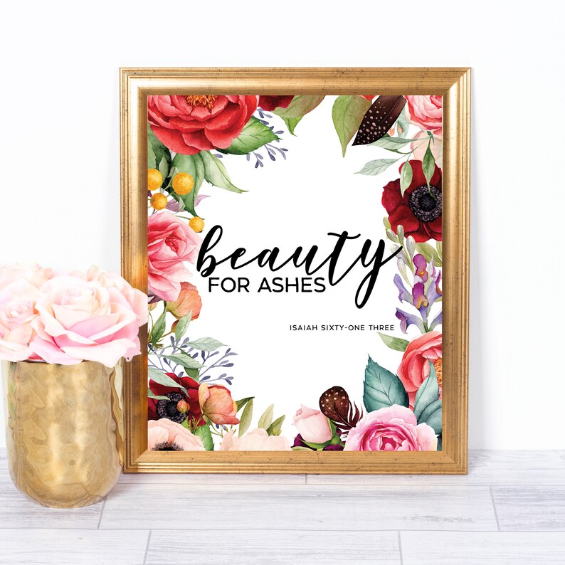 Beauty For Ashes Wall Art Scripture Wall Art Bible Verse ...