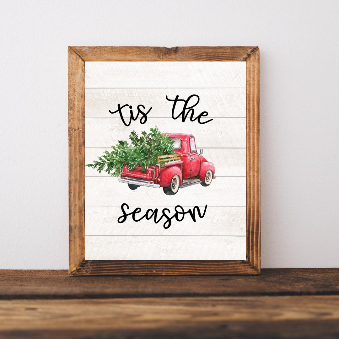 Christmas Printable, Red Truck Christmas Print,farmhouse Christmas, Holiday Wall Art, Christmas ...