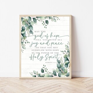 Stampa Su Tela Con Versetto Biblico Romani 15:13 'May The God Of Hope', 30,5x38,1 Cm Incorniciata, Decorazione Rustica