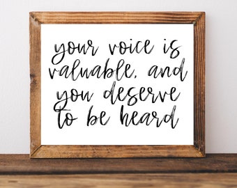 Social Worker Gift, Social Worker Office Decor,Teacher Appreciation Gift,Teacher Classroom Wall Art,Printable Wall Art,Your Voice is Valued