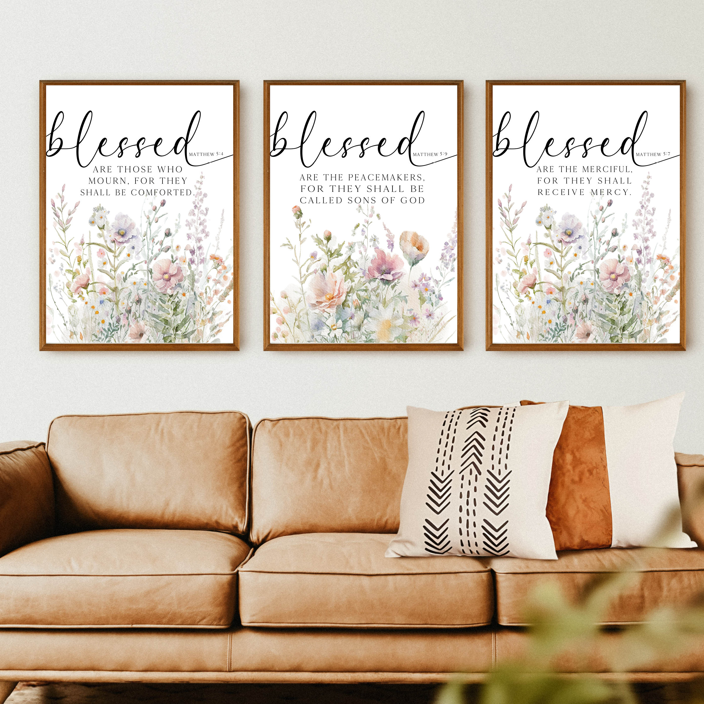 Bible Verse Wall Art Set of 3, Matthew 5, Christian Home Decor Bundle ...