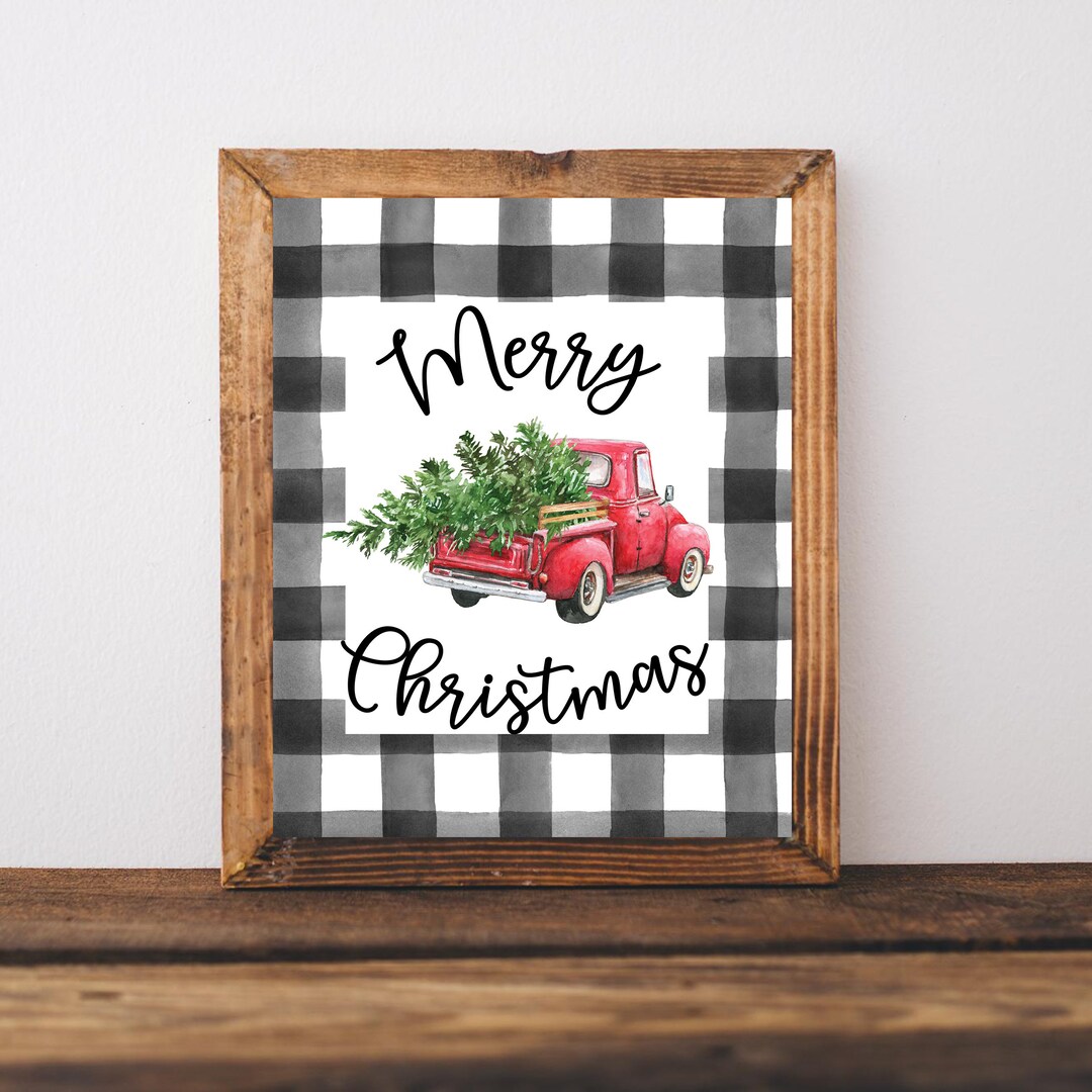 Merry Christmas Printable,christmas Printable, Red Truck Christmas ...