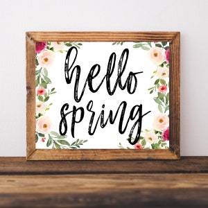 Spring Wall Decor, Printable Wall Art, Farmhouse Spring Prints, Farmhouse Signs Spring, Hello Spring Sign, Flowers Prints