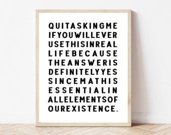Funny Math Teacher Poster, High School Classroom Wall Art, Mathematics, Middle School Class Decor, Math Classroom Poster, Math Teacher Gift