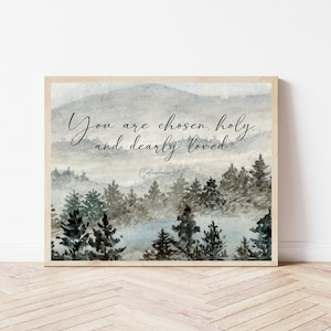 Colossians 3:12, Bible Verse Wall Art Prints, Adoption Scripture, You Are Chosen Holy Dearly Loved, Adoption Gift Family, Gotcha Day Sign