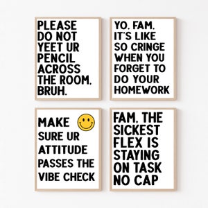 Classroom Decor Bundle Printables, Fourth Fifth Sixth Seventh Grade, Language Arts Sign, Math Poster Set, High School English Wall Art Theme