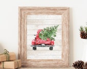 Christmas Decorations, Holiday Decor, Christmas Printable, Mantle Decor Christmas, Holiday Signs, Rustic Christmas Decor,Red Christmas Truck