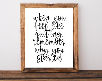Workout Printable, Gym Wall Art, Home Gym Decor, Fitness Wall Art, When You Feel Like Quitting Printable Wall Art, Fitness Quotes, Gym Sign