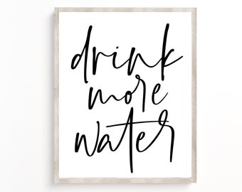 Arte mural de fitness, Beber más agua, Póster de gimnasio en casa, Imprimible de fitness, Impresiones motivacionales, Arte mural de gimnasio, Letrero de hidratación, Decoración de gimnasio