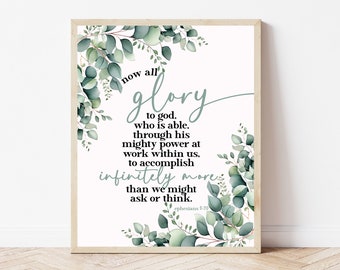 Ephesians 3:20, Glory To God, Farmhouse Bible Verse Wall Art Decor, Rustic Scripture Sign, Christian Office Gift Women, Church Decorations