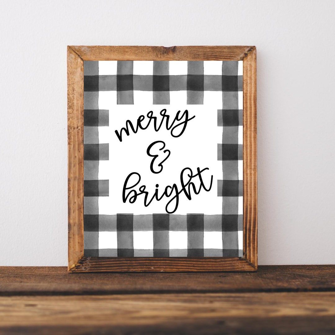 Christmas Printable, Merry and Bright,farmhouse Christmas, Holiday Wall ...