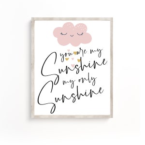 You Are My Sunshine Wall Art, Nursery Prints, Nursery Wall Art, Baby Nursery Print, You Are My Sunshine Print, Nursery Decor Girl Prints