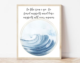 Ocean Wall Art Print, Beach Home Printable, Ocean Lover Gifts Women, Beach Print Download, Ocean Wall Decor Instant, Sea Quotes Sign