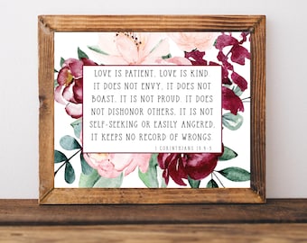 Liefde is geduldig Liefde Vriendelijk Teken, Bijbel Huwelijksgeschenk, Schrift Wall Art Slaapkamer, Christelijke Bruiloft Teken, Bijbel Verzen Liefde, Bijbelse Bruiloft